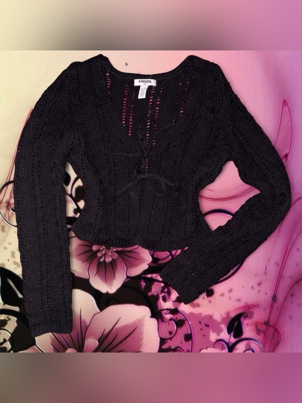 vtg y2k tie front cardigan - RSQ, sz sm, can fit md whimsygoth